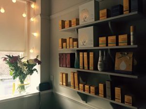 inside of a beauty salon showing decleor products